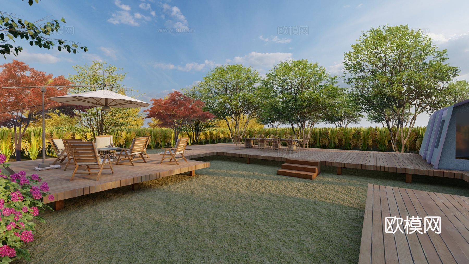 田野休闲平台su模型