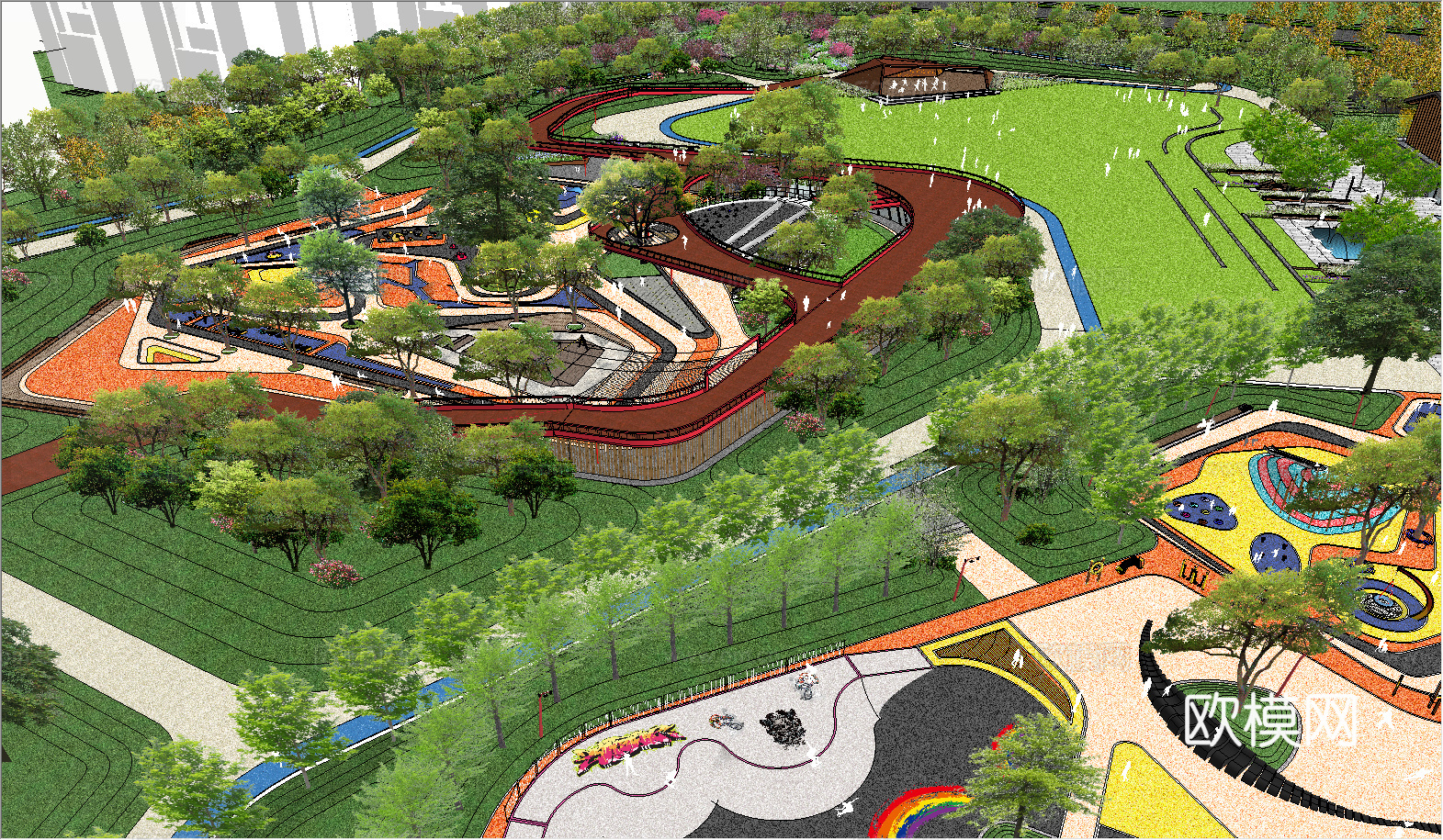 运动公园景观su模型