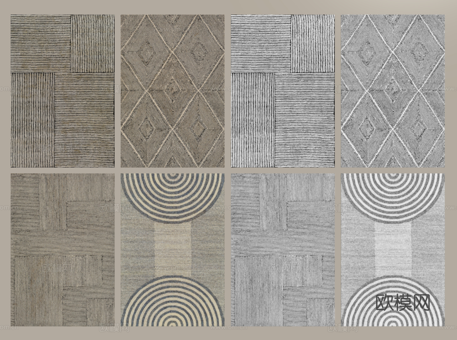 现代简约地毯 方形地毯 布艺地毯 客厅地毯 艺术地毯su模型下载（渲染图2）