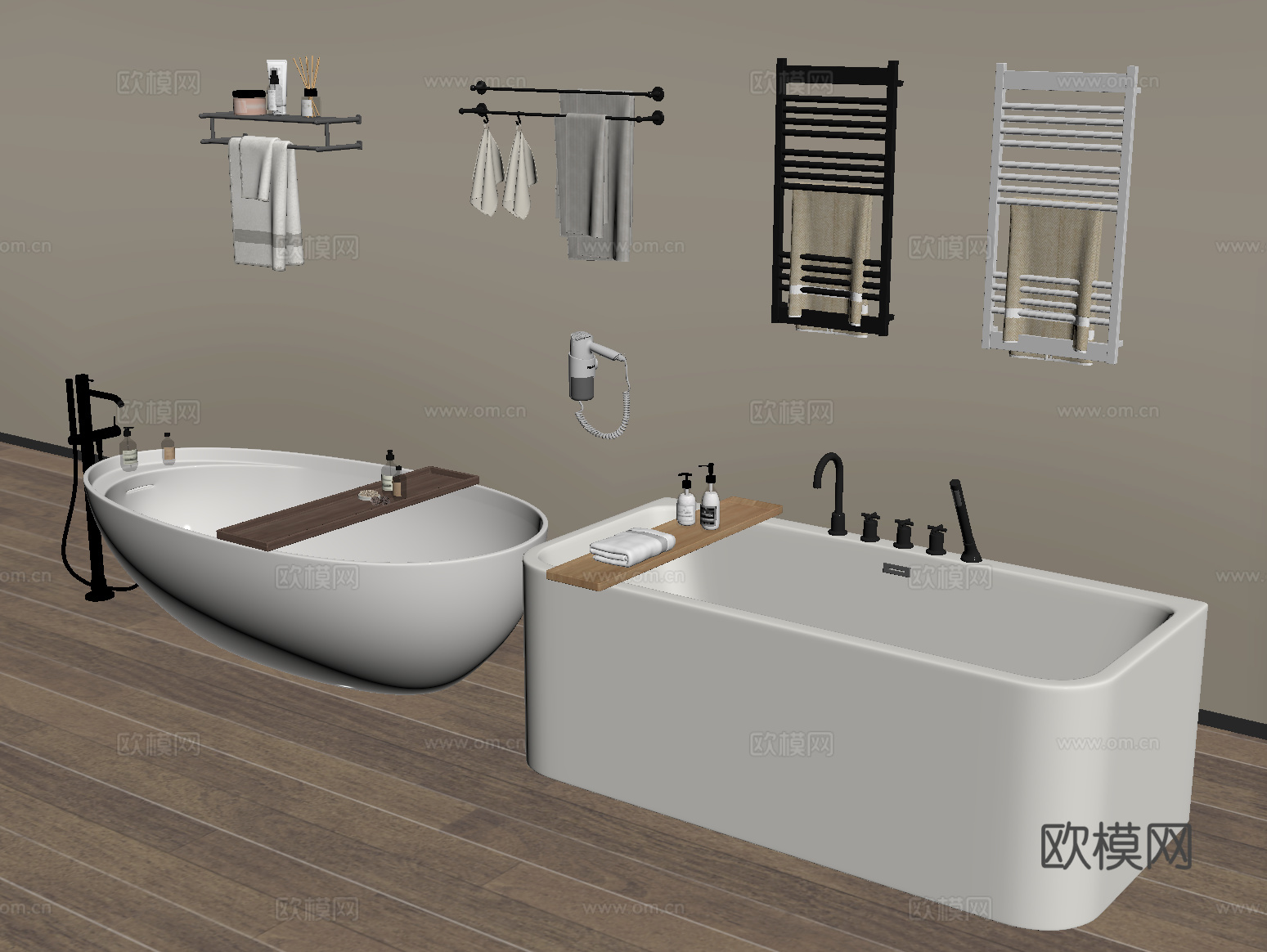 现代浴缸 浴盆 一体式浴缸 独立浴缸卫浴小件su模型