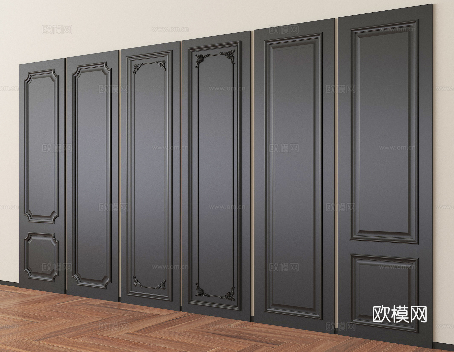 法式护墙板 背景墙su模型