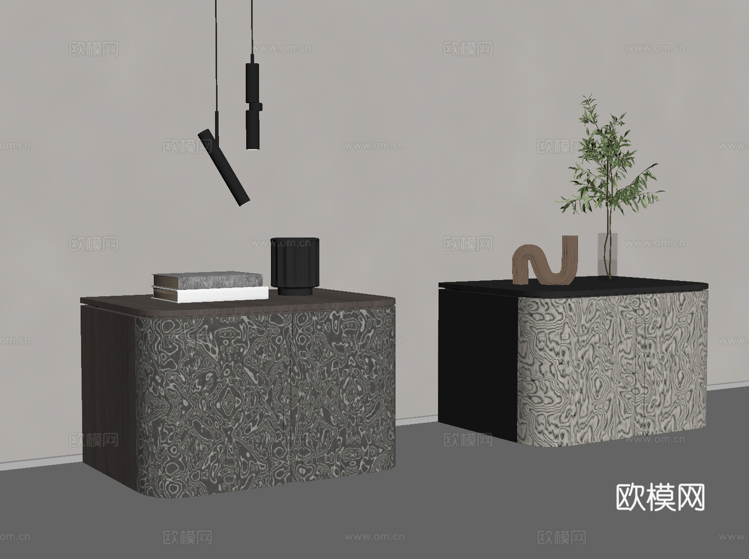 现代意式床头柜su模型