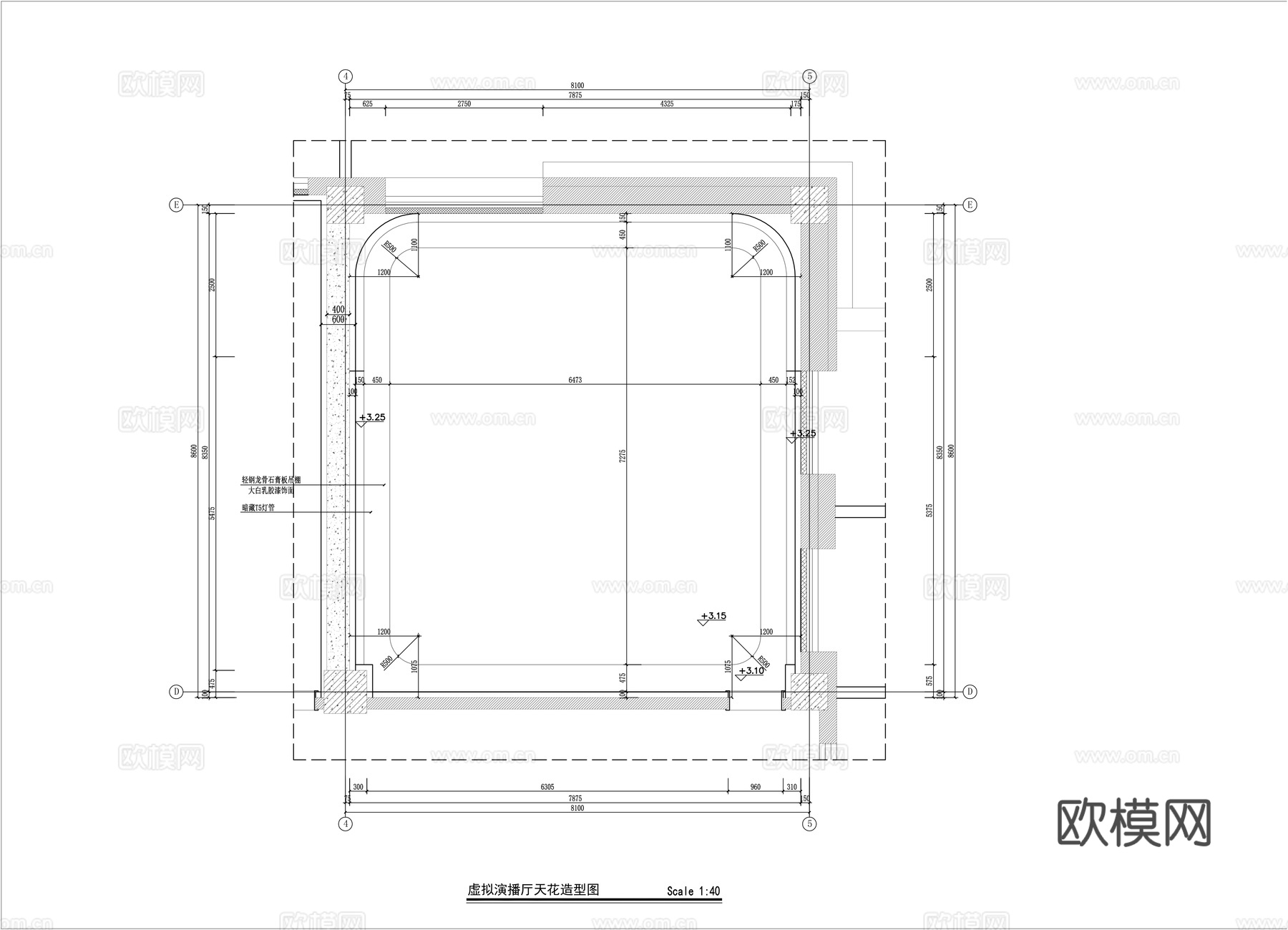 演播厅装修施工图cad施工图