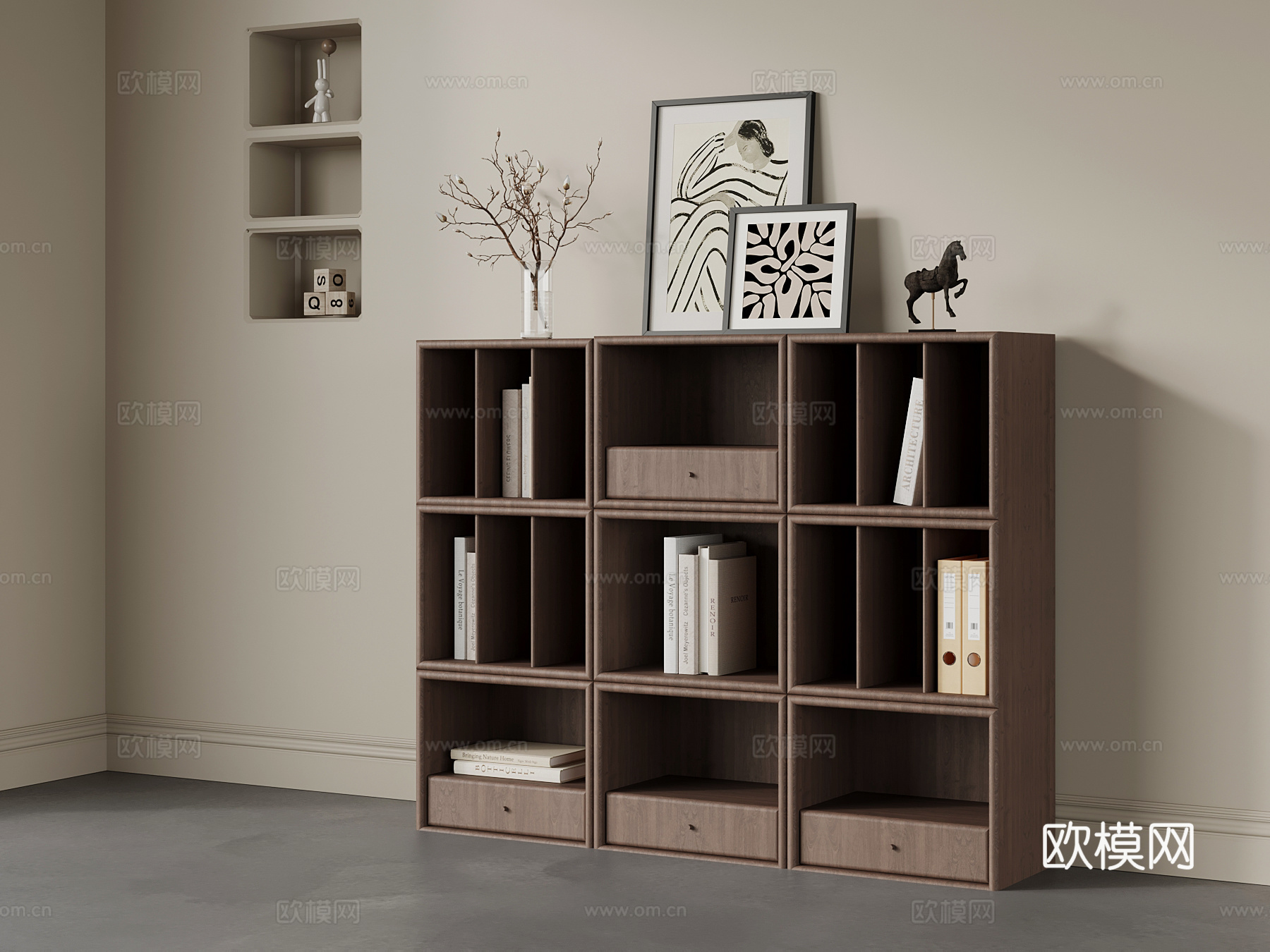 中古风书柜 储物柜su模型