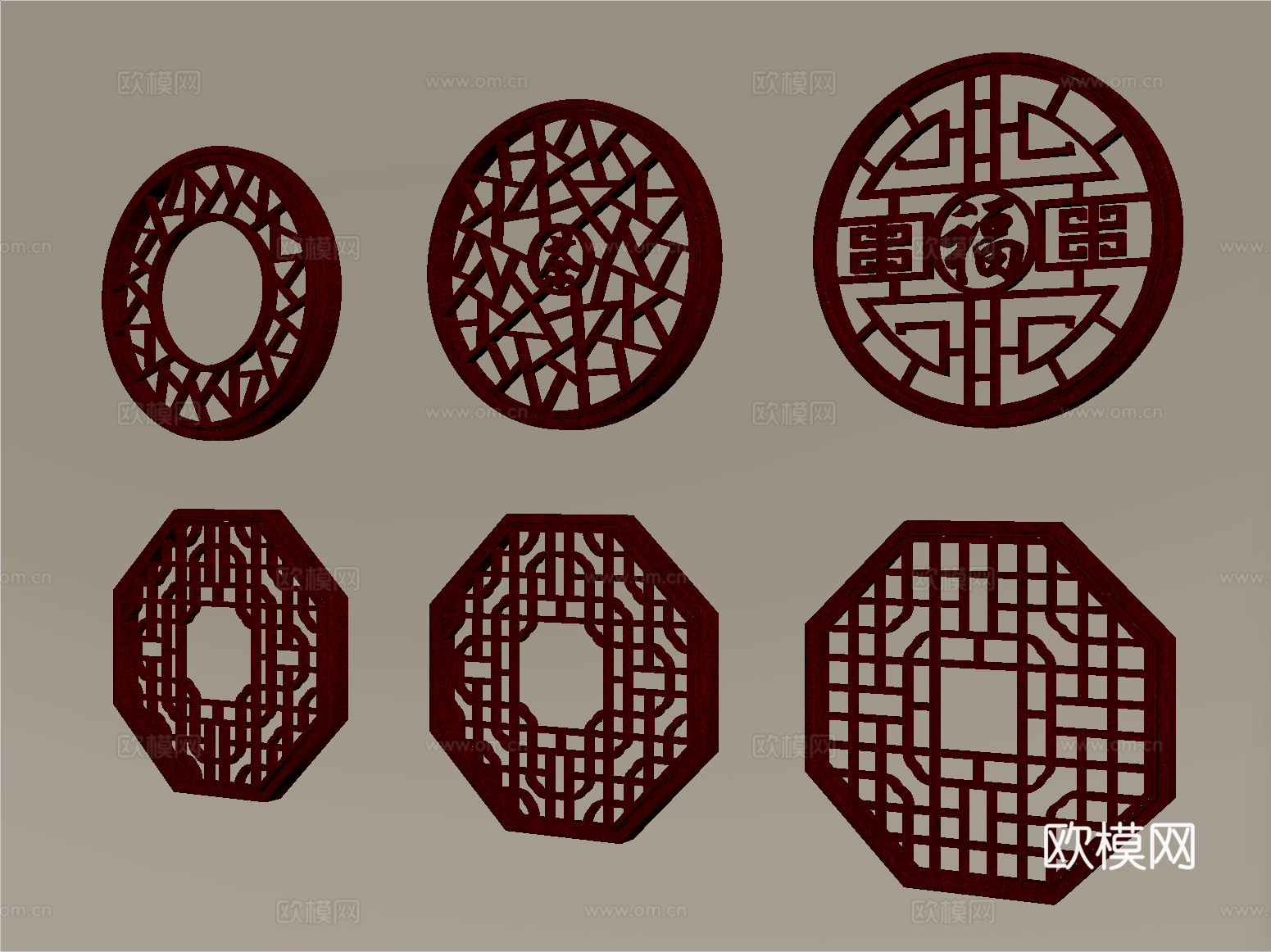 中式窗格 镂空窗 花窗su模型