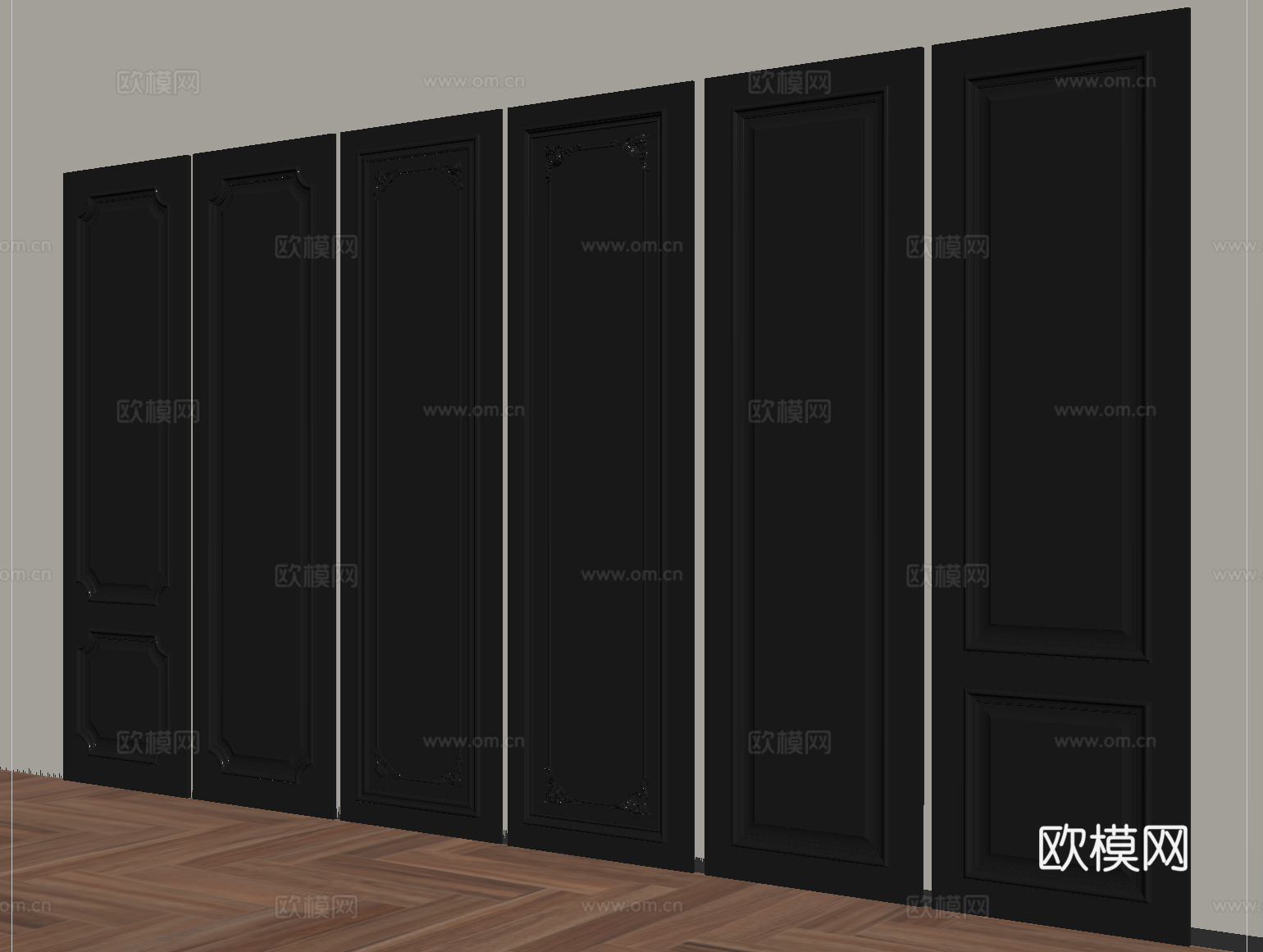 法式护墙板 背景墙su模型