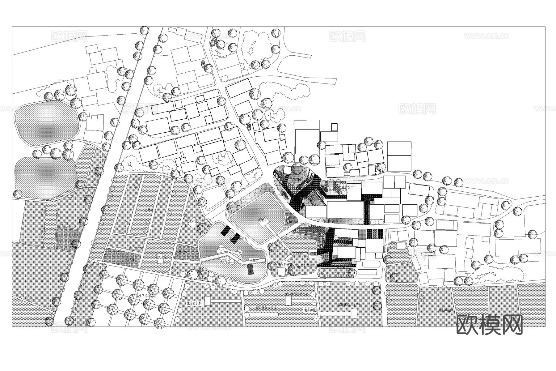 度假村景观 花海 花田 度假营地 农场 观光园cad施工图