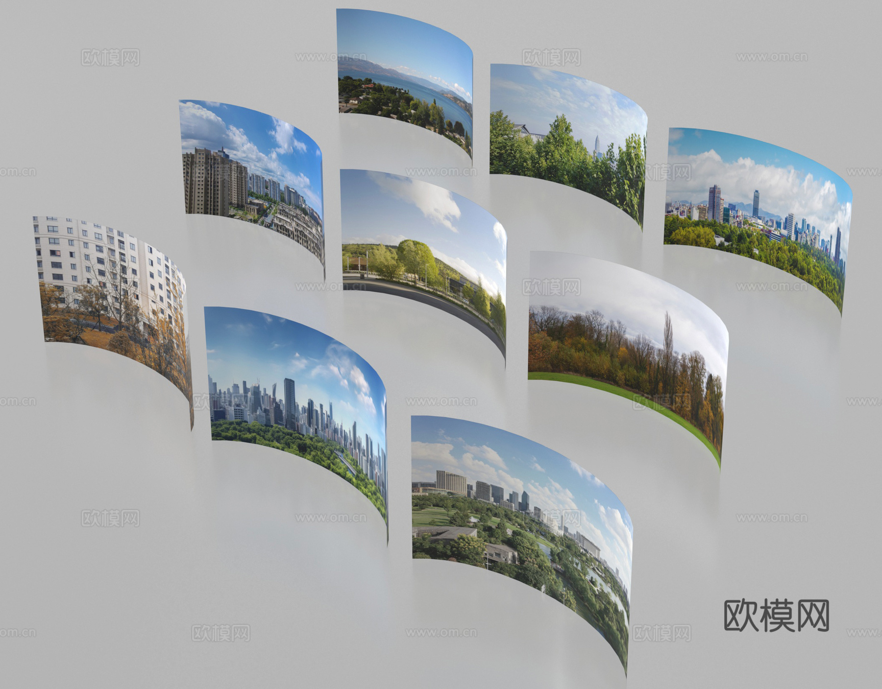 现代背景 环绕背景 城市背景 森林背景 外景贴图3d模型下载