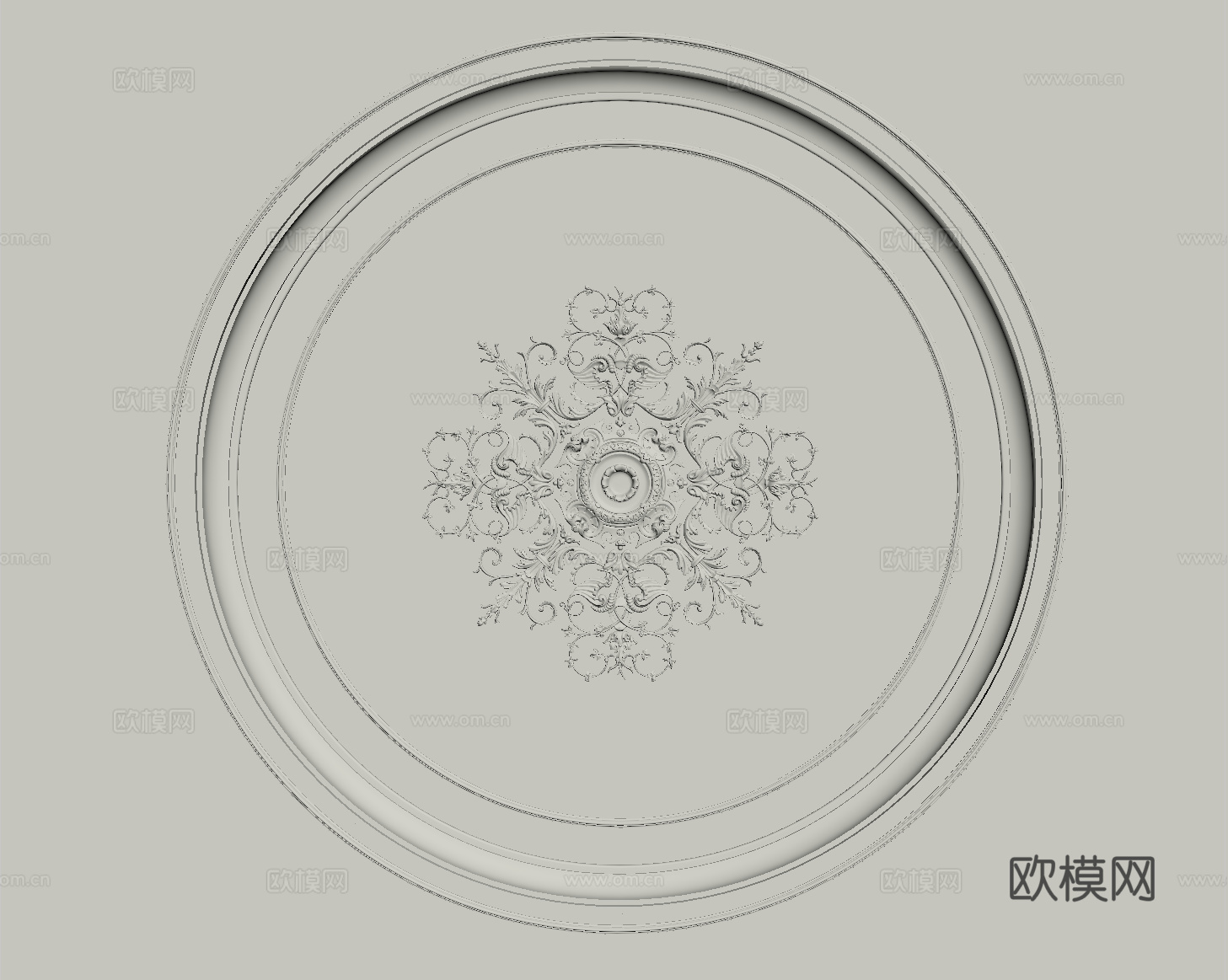 欧式法式吊顶石膏灯盘su模型
