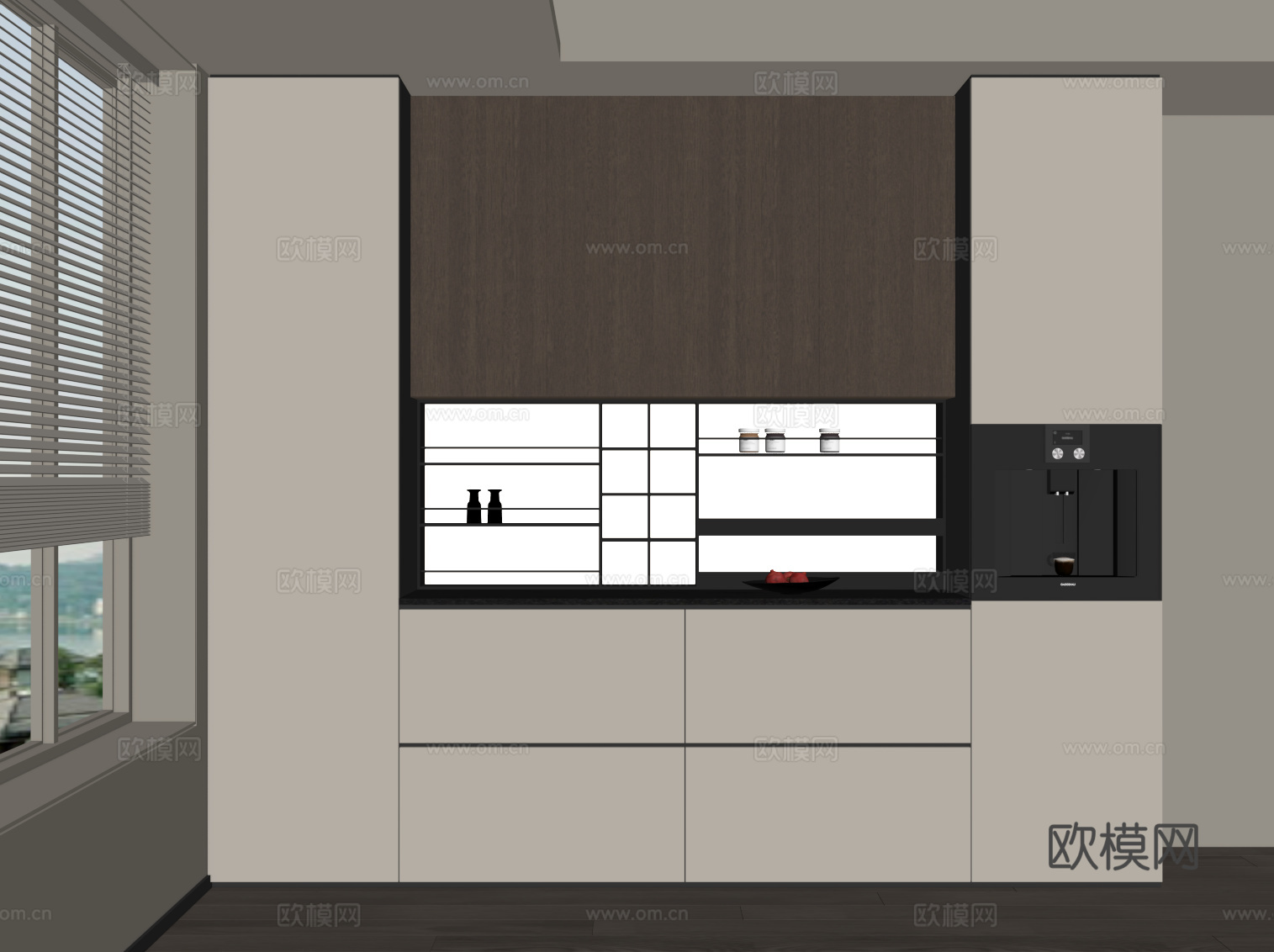 现代意式简约酒柜 餐边柜su模型