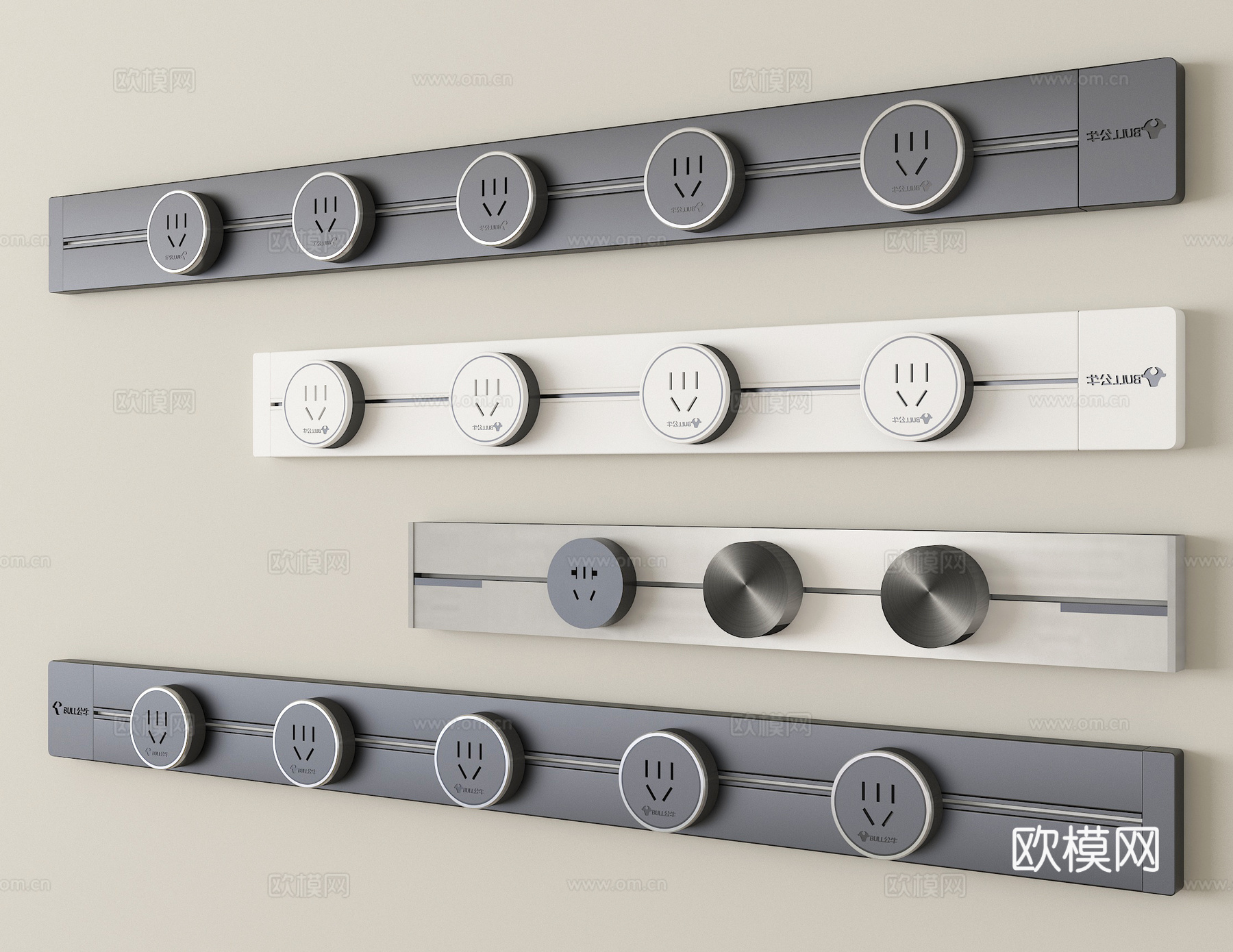 现代开关插座  轨道插座su模型