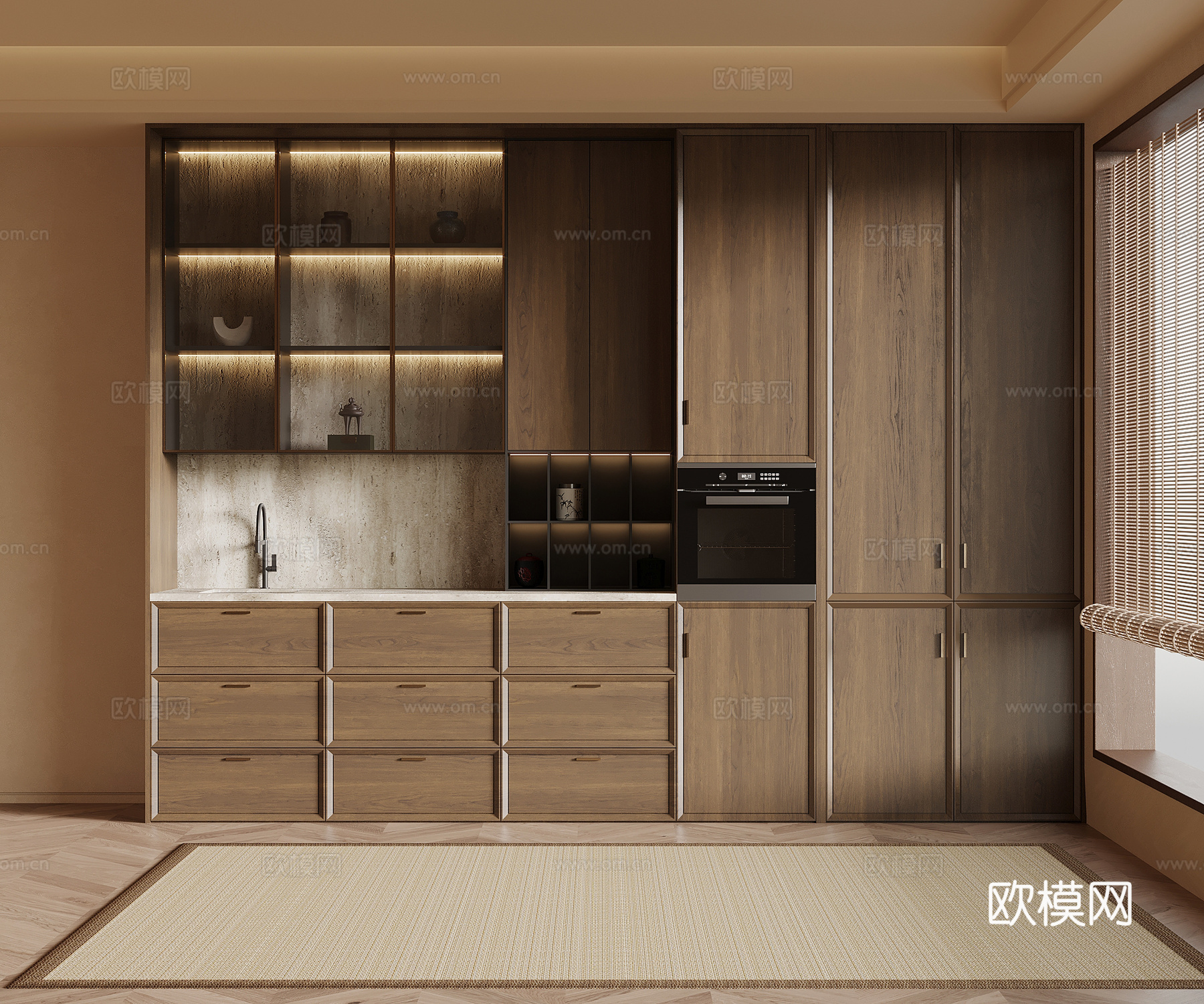 新中式酒柜 餐边柜su模型