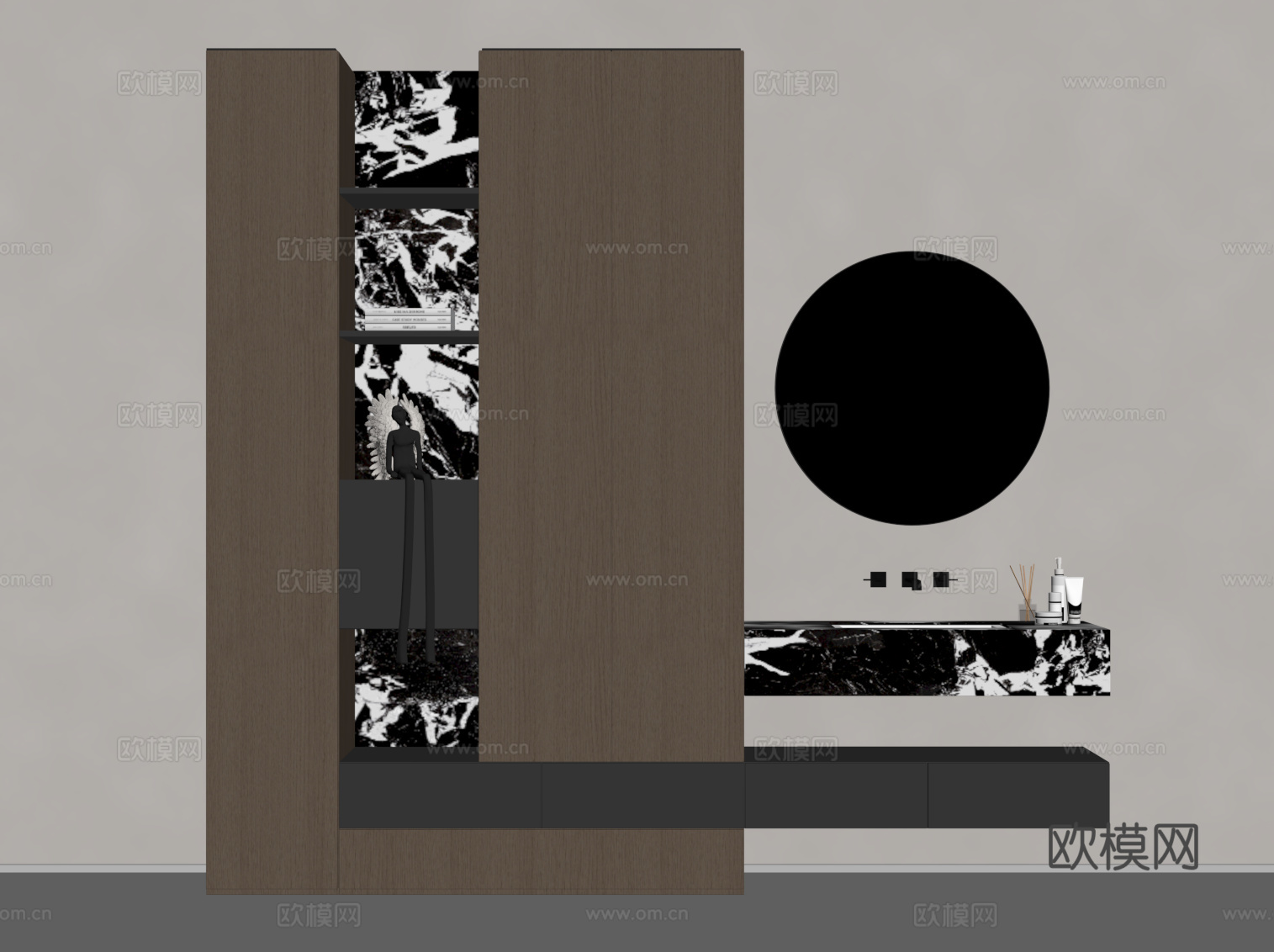 现代简约浴室柜 洗手台su模型