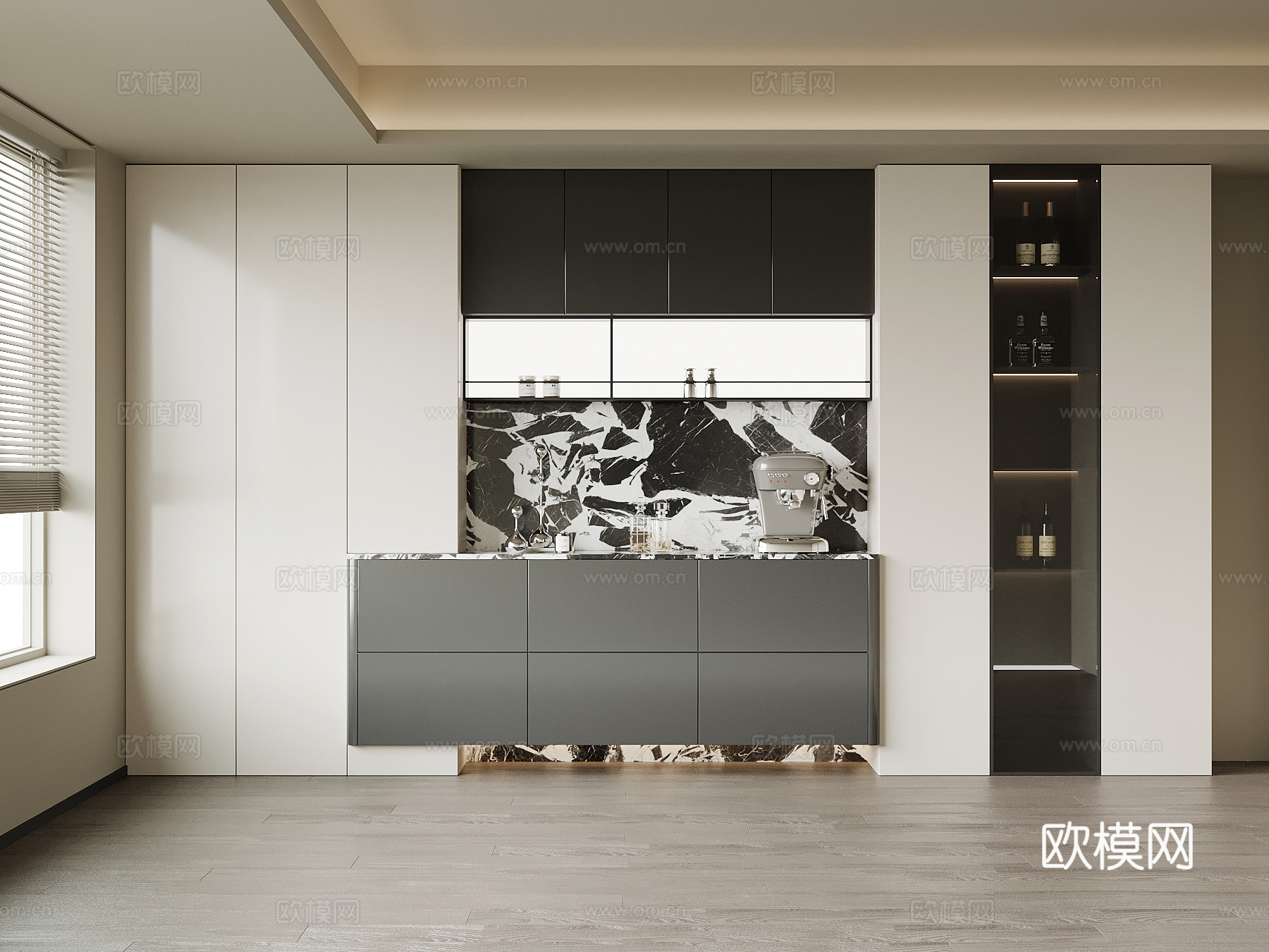 现代意式酒柜 餐边柜su模型