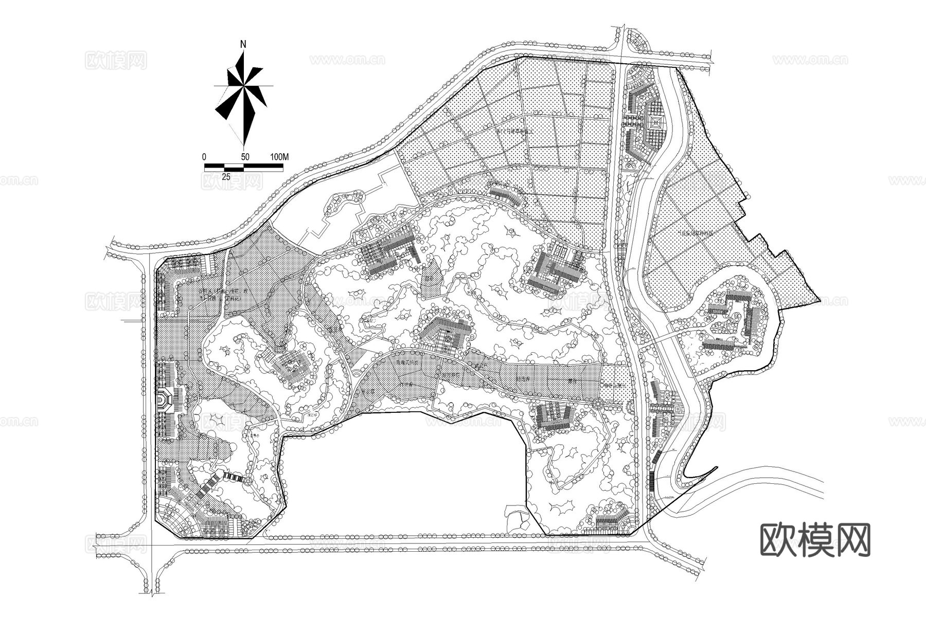 度假村景观 花海 花田 度假营地 农场 观光园cad施工图