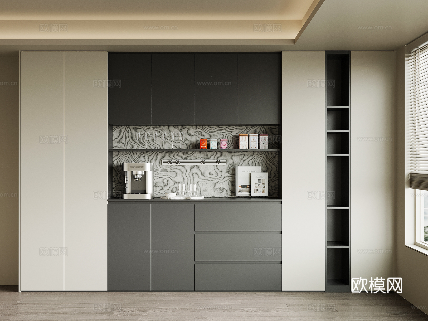 现代酒柜 餐边柜 橱柜su模型