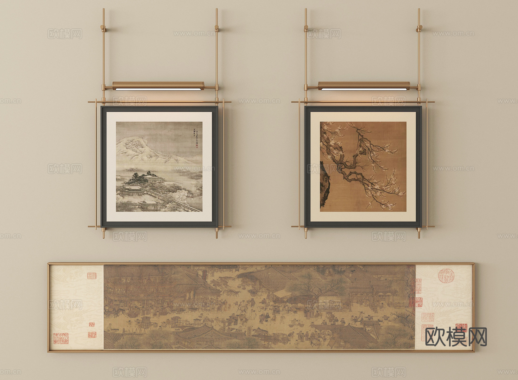 新中式挂画 装饰挂画3d模型下载