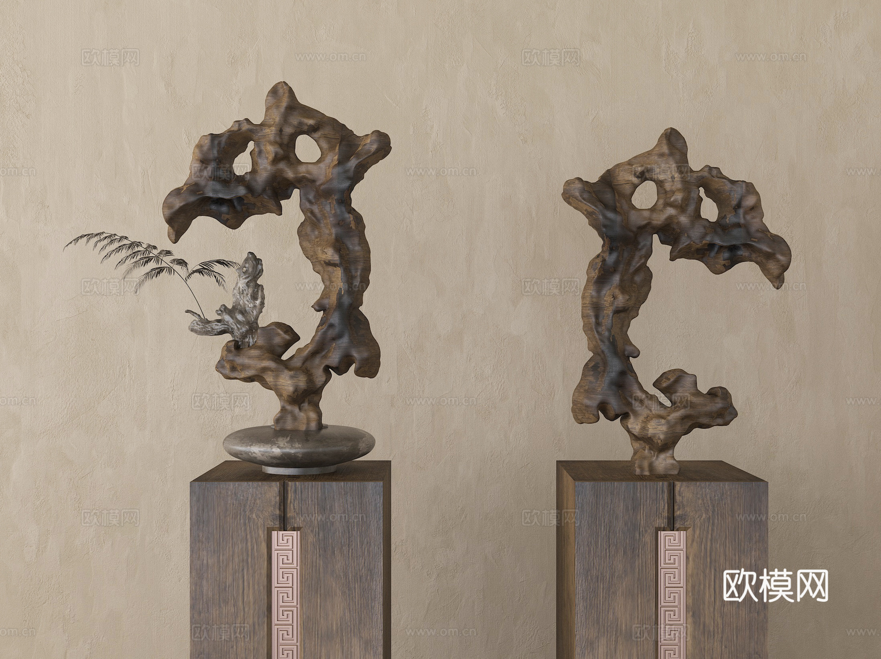 新中式雕塑摆件 太湖石雕塑su模型