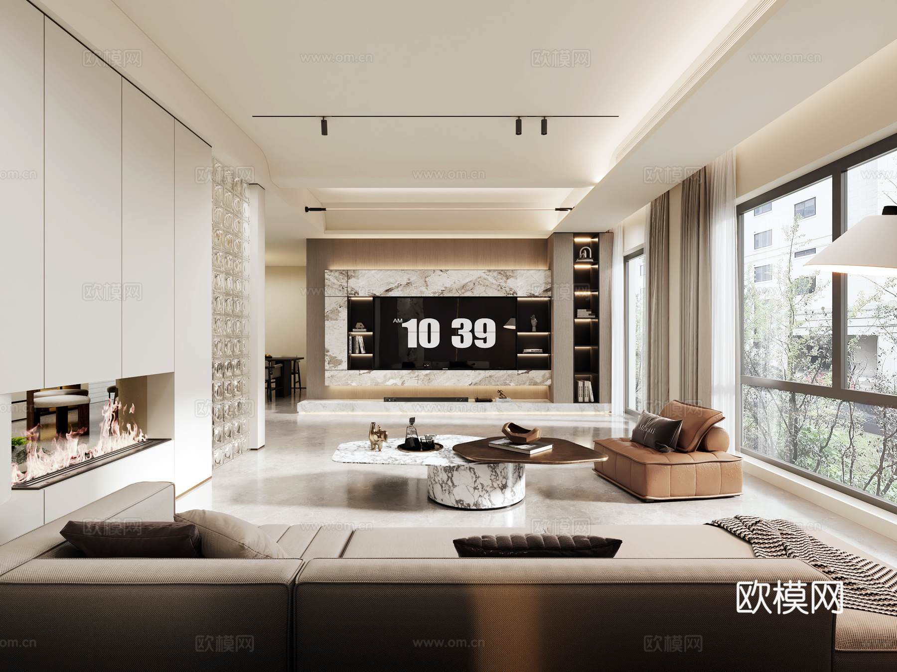 现代意式客餐厅3d模型下载（渲染图1）