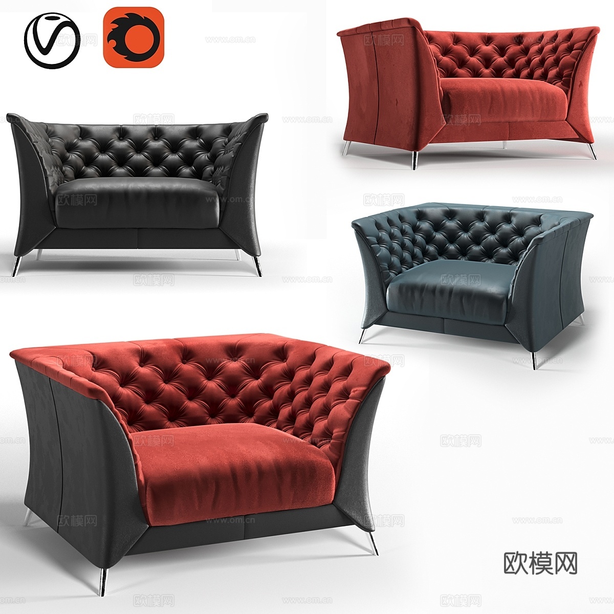 纳图兹La Scala扶手椅3d模型下载