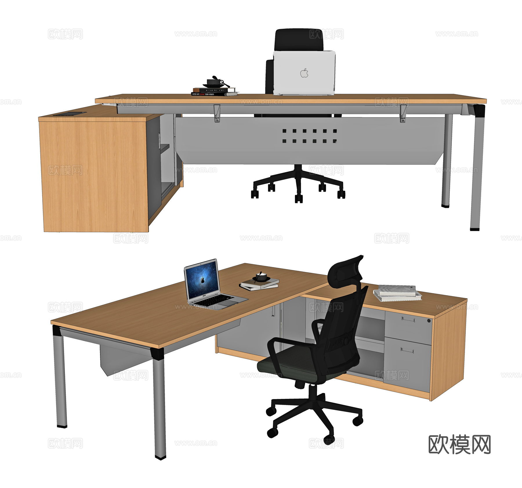 现代办公桌椅 办公桌 办公椅 主管桌 班台 经理桌 工位 领su模型