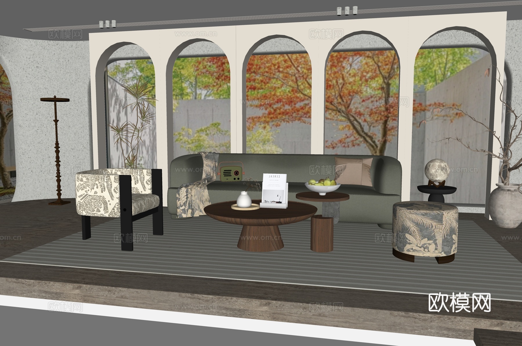 现代别墅客厅su模型