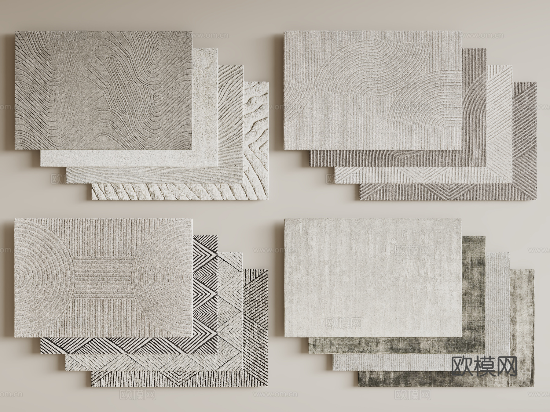 现代简约地毯 方形地毯 布艺地毯 客厅地毯 艺术地毯su模型