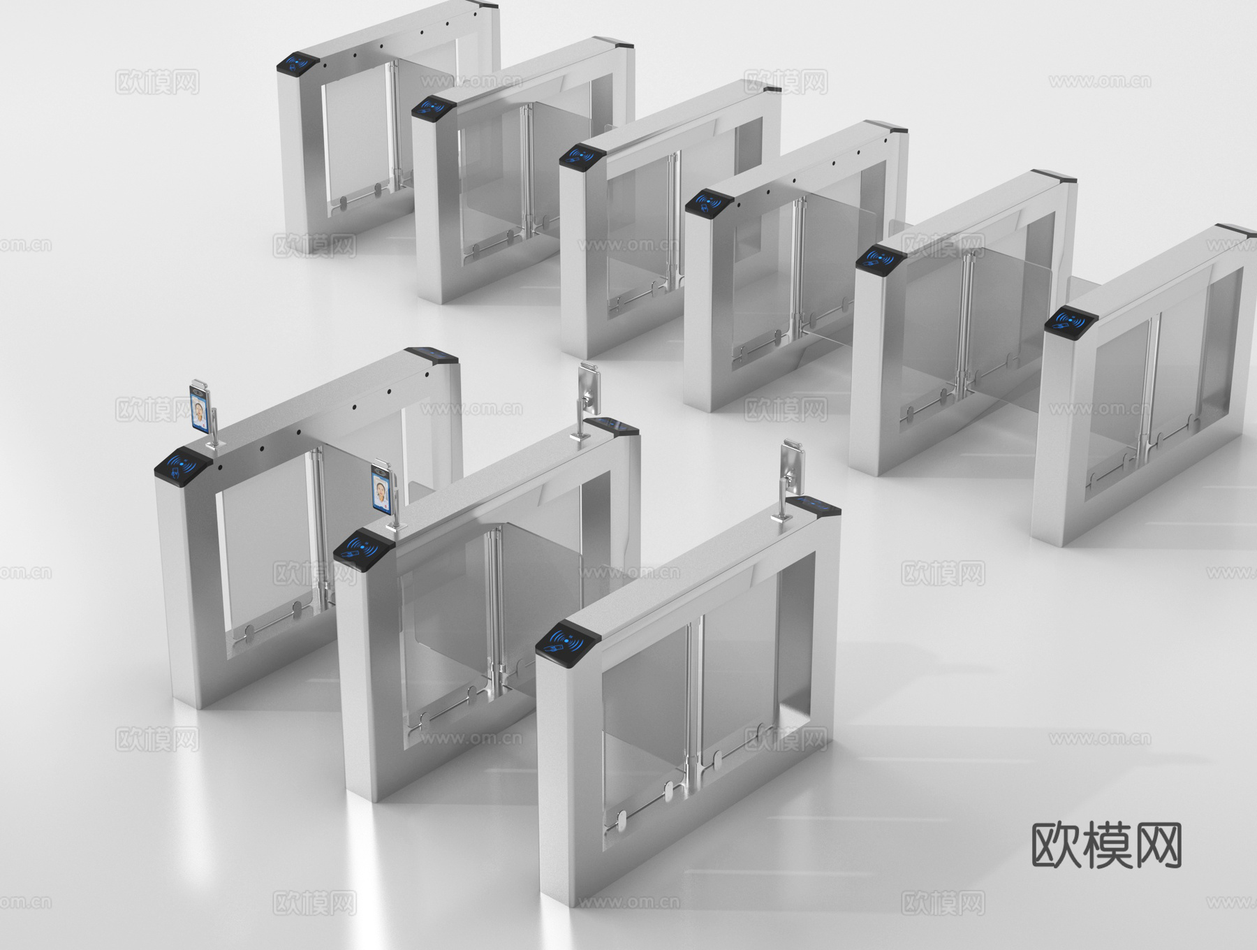 现代公用器材 闸机 门禁机 感应门 闸门 门闸su模型