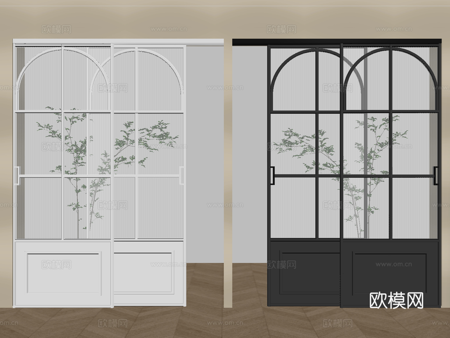 法式推拉门 玻璃推拉门 厨卫门 阳台门su模型