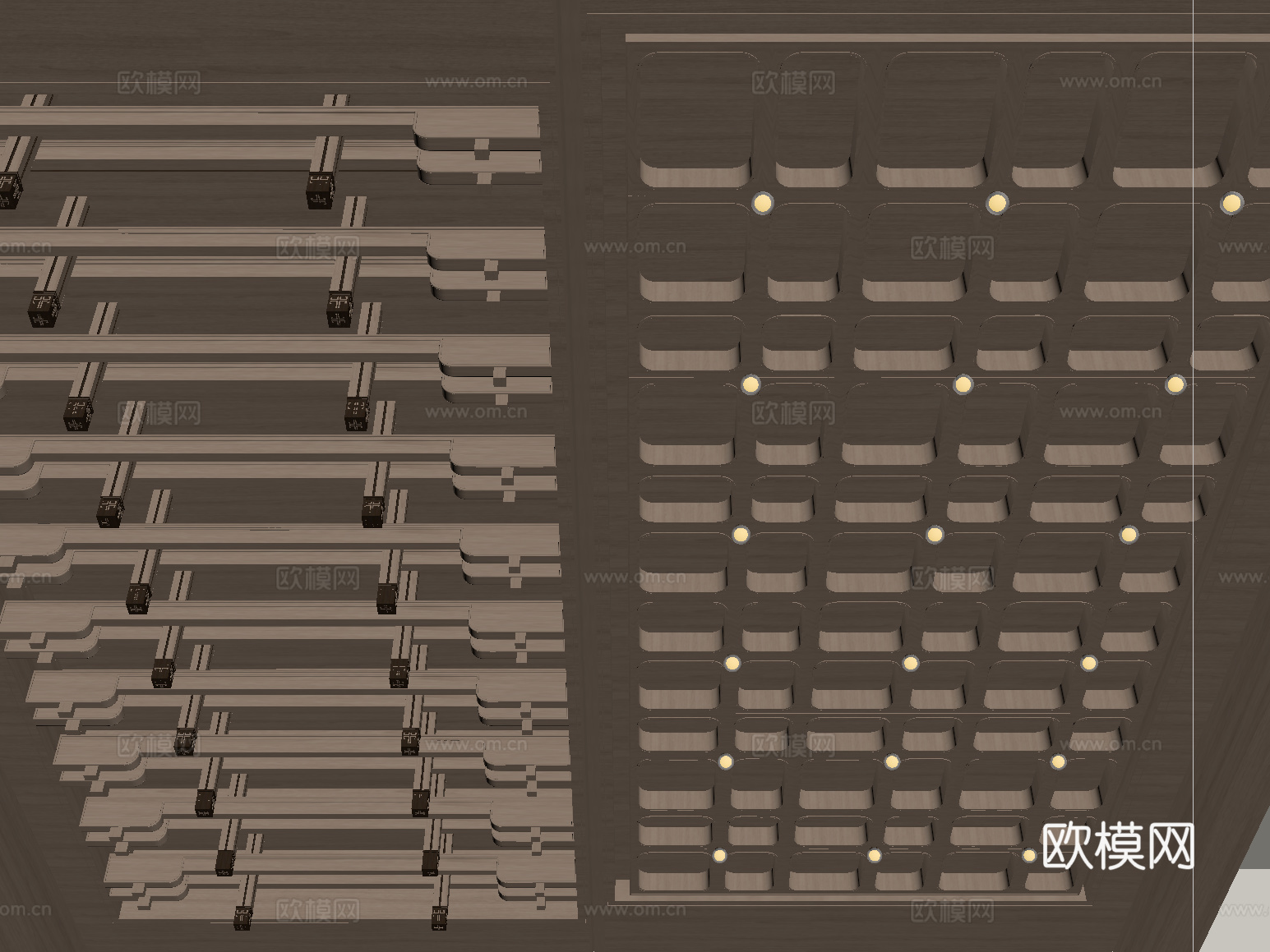 现代实木吊顶su模型下载（渲染图2）