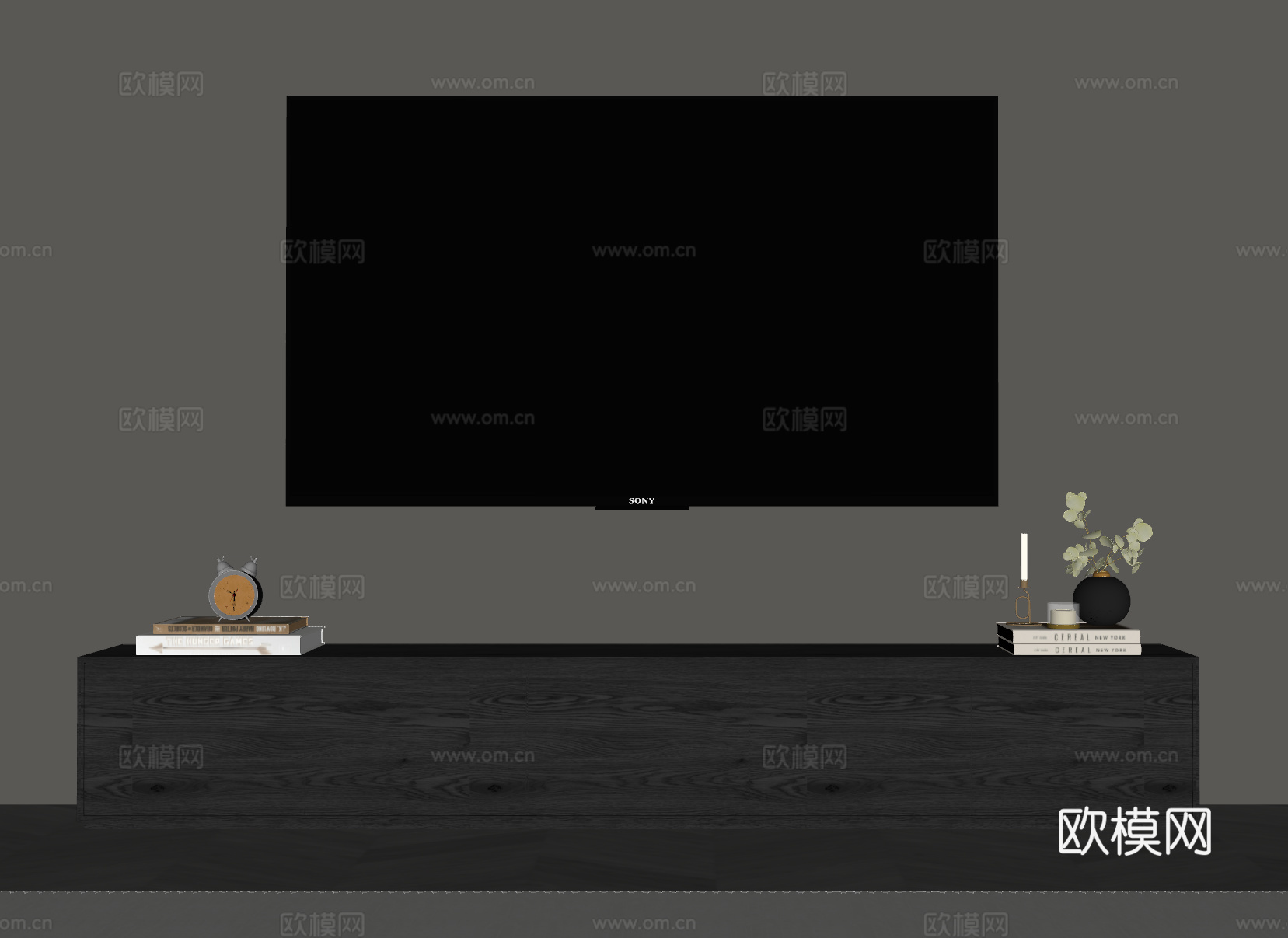 现代意式电视柜 实木电视柜su模型下载（渲染图2）