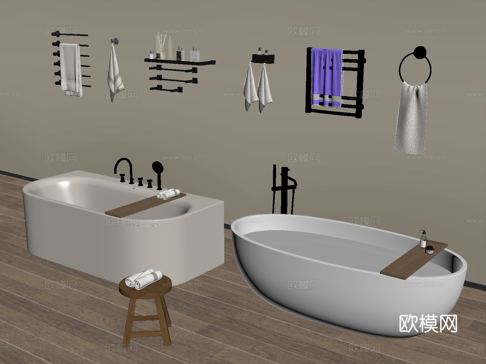 现代浴缸 浴盆 一体式浴缸 独立浴缸卫浴小件su模型