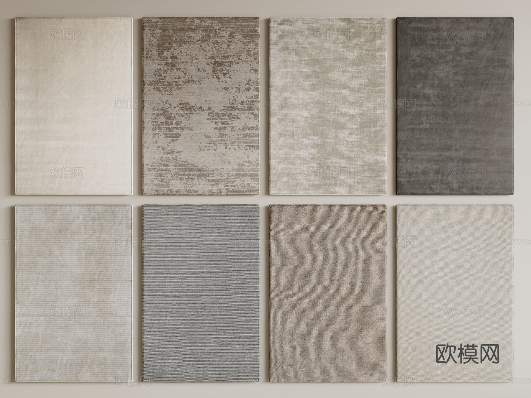 现代简约地毯 方形地毯 布艺地毯 客厅地毯 艺术地毯su模型下载（渲染图1）