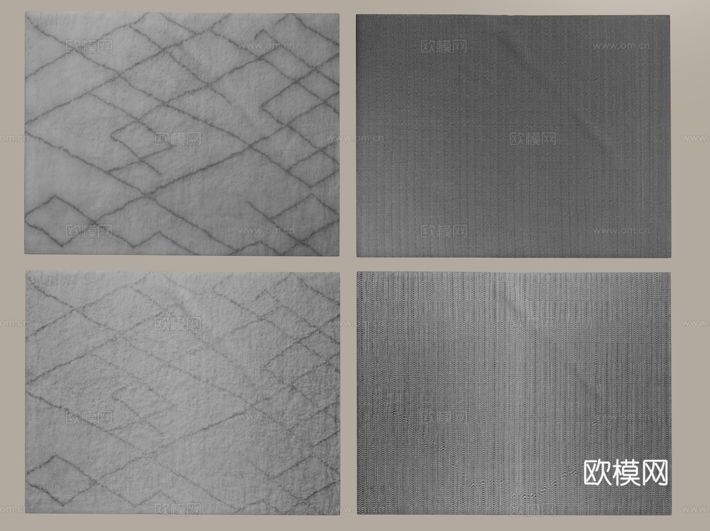 现代简约地毯 方形地毯 布艺地毯 客厅地毯 艺术地毯su模型下载（渲染图2）