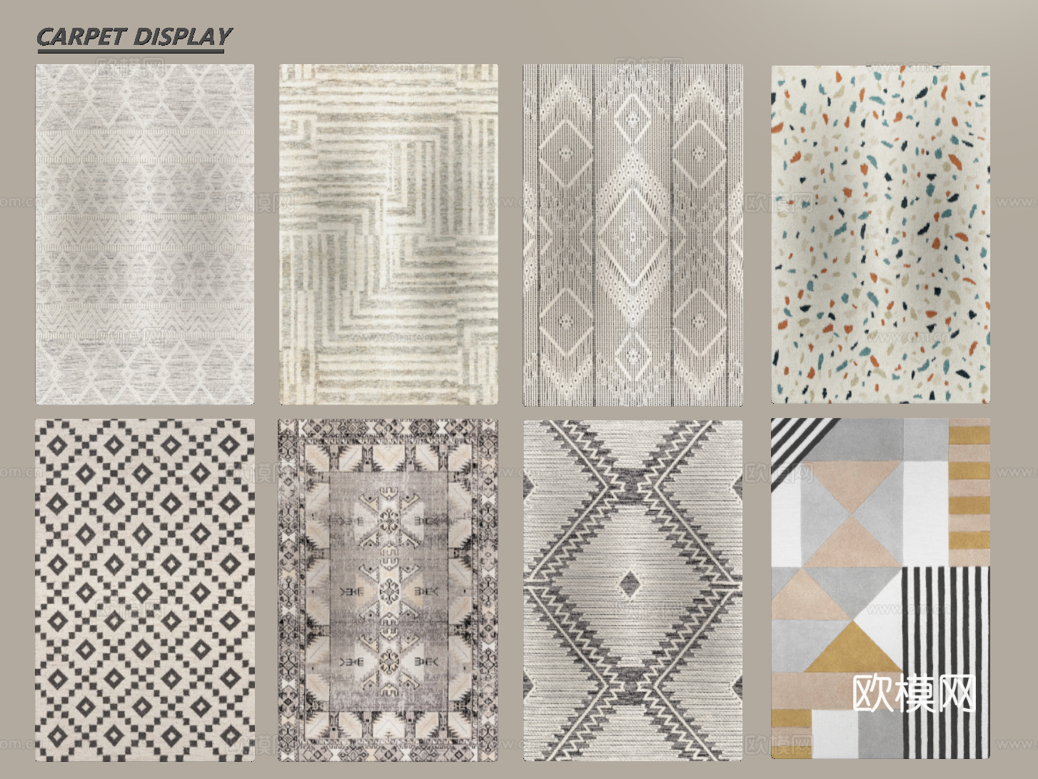 现代简约地毯 方形地毯 布艺地毯 客厅地毯 艺术地毯su模型