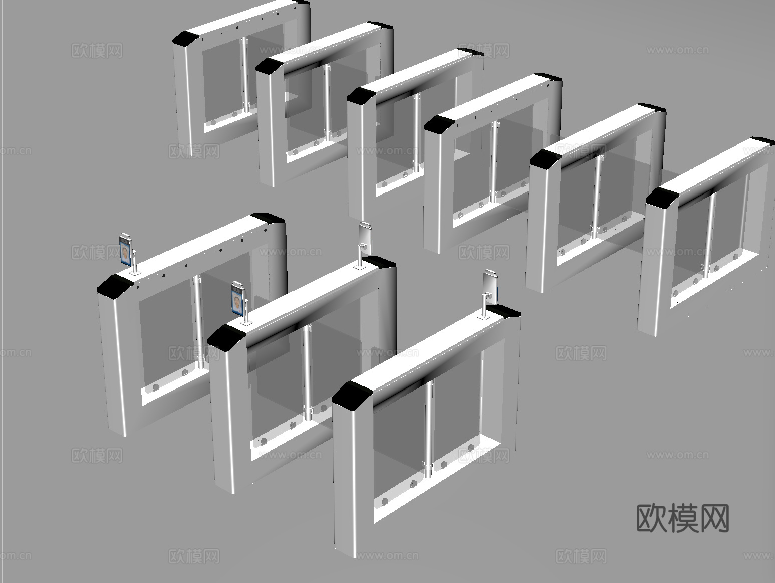 现代公用器材 闸机 门禁机 感应门 闸门 门闸su模型