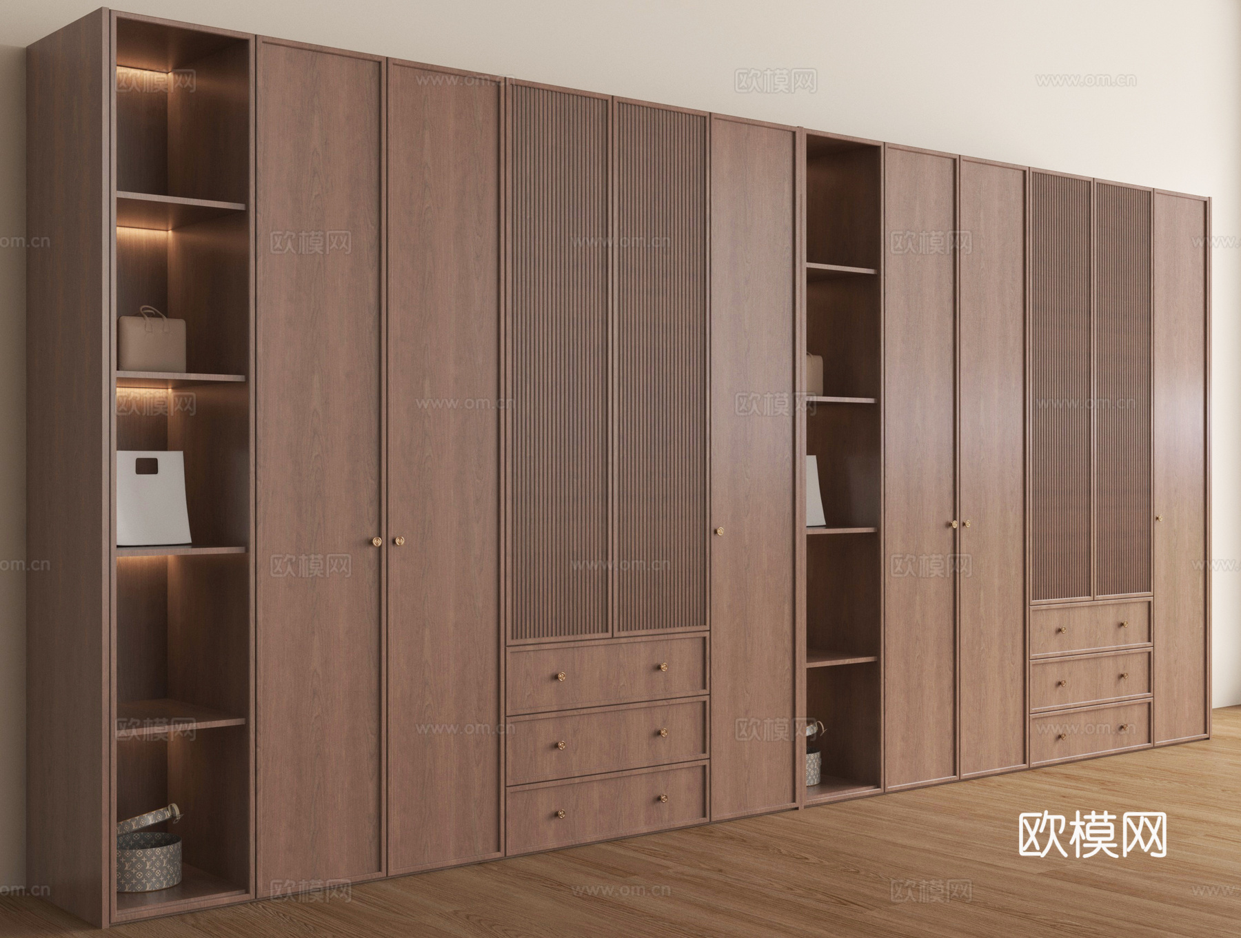 中古风衣柜 成品衣柜 木材 高柜3d模型下载