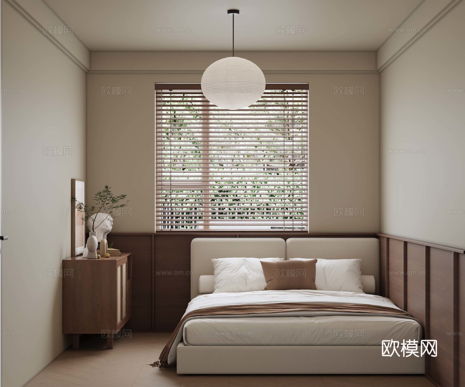 中古风卧室 主卧次卧花园3d模型下载