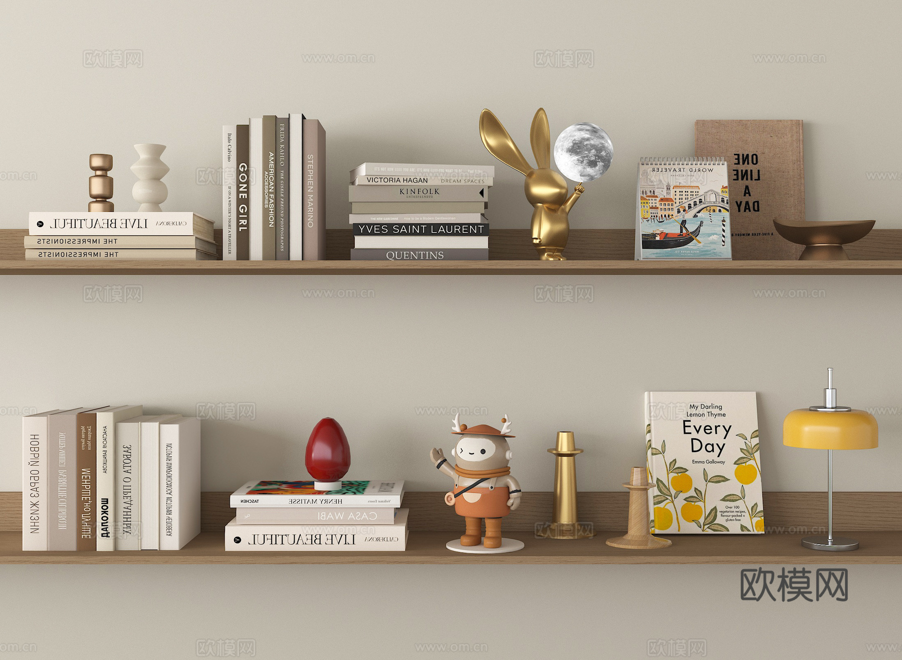 现代饰品摆件组合 书籍摆件su模型