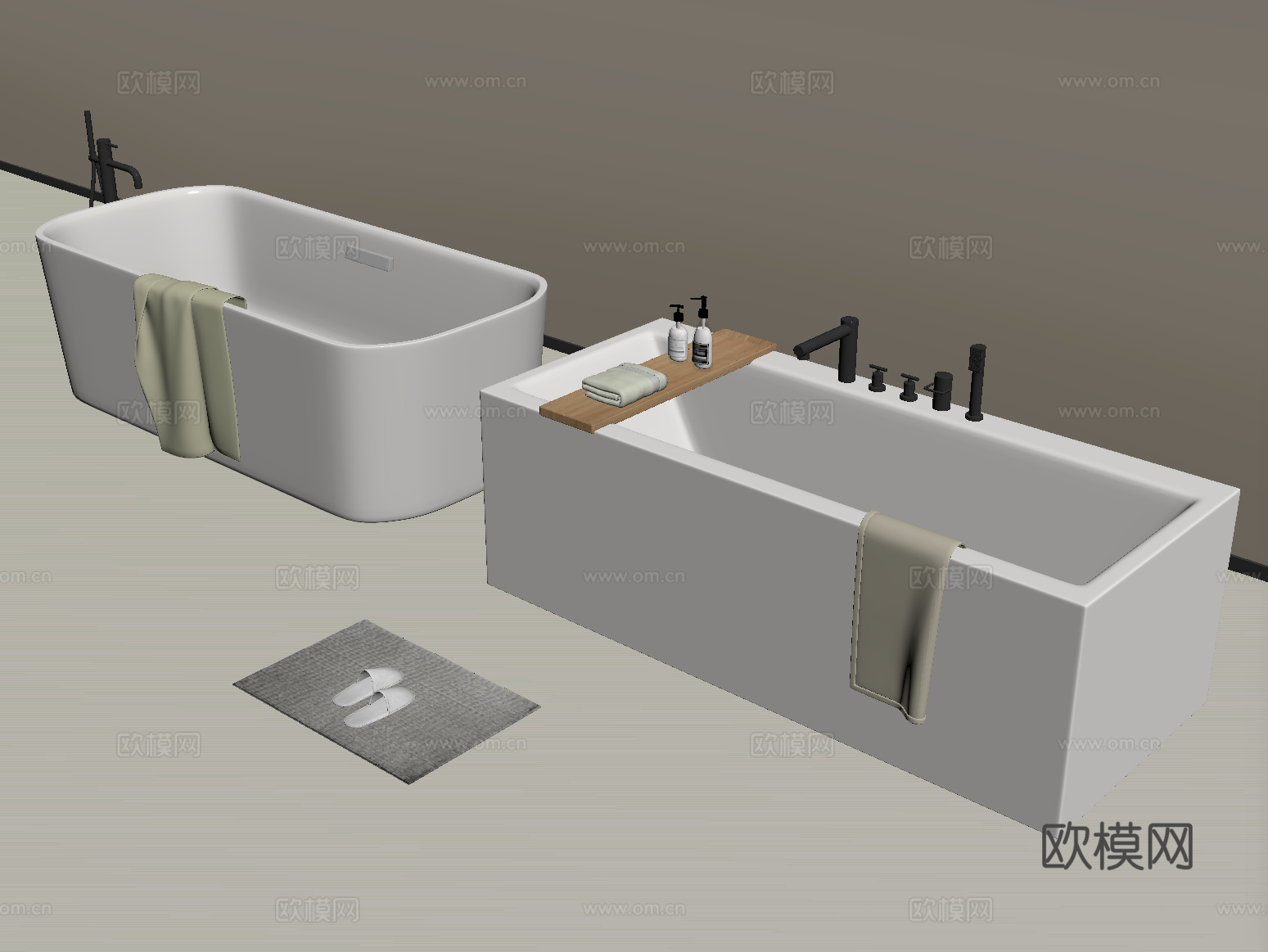 现代浴缸 方形浴缸 卫浴小件su模型
