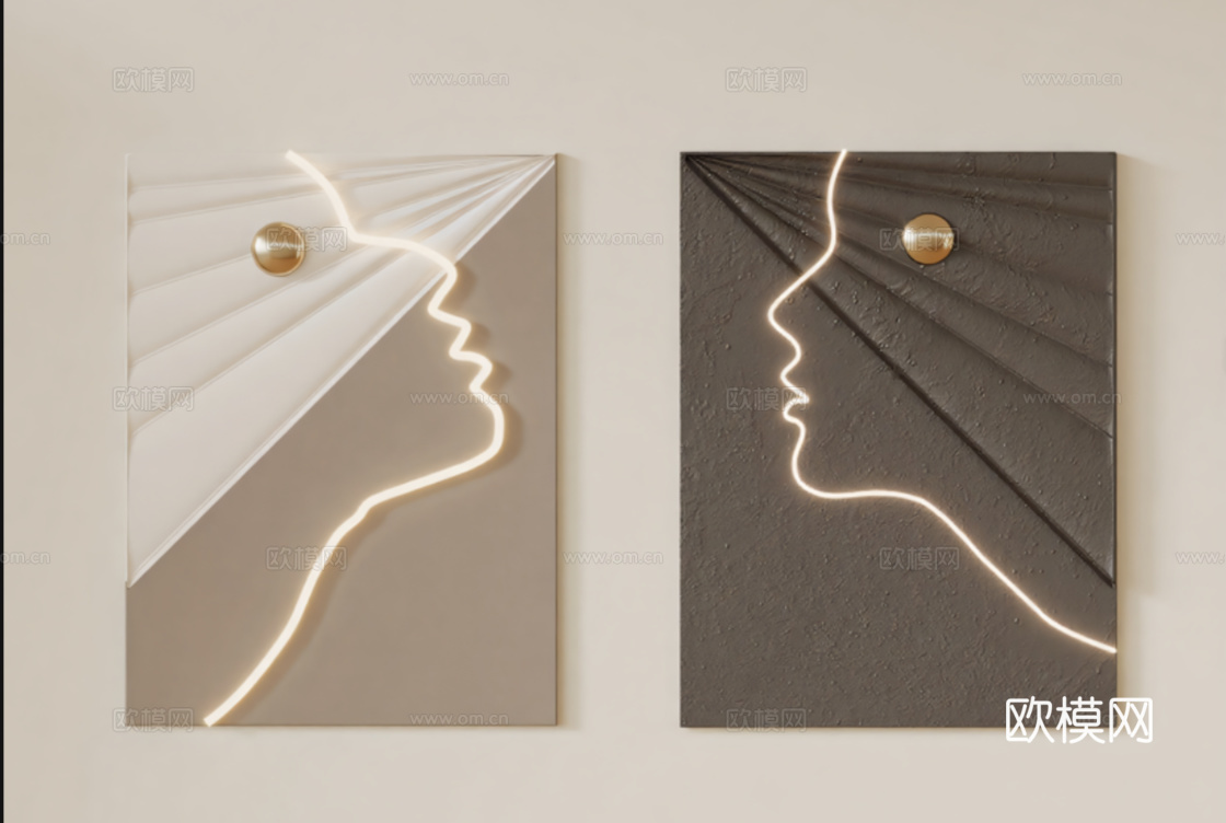 现代网红挂画su模型