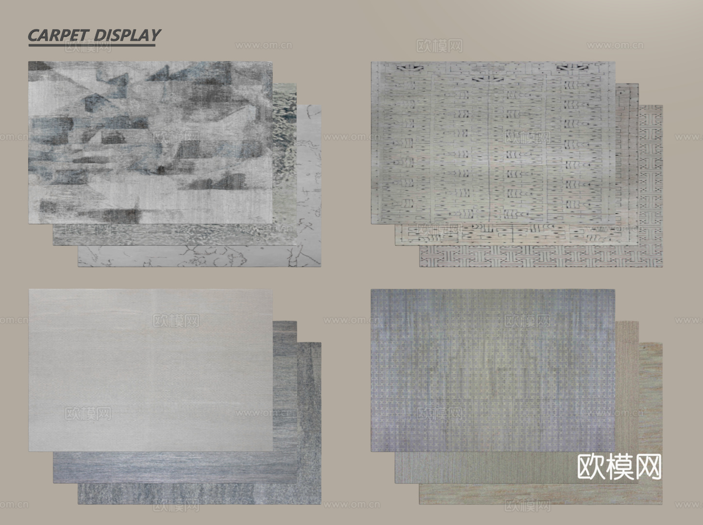 现代简约地毯 方形地毯 布艺地毯 客厅地毯 艺术地毯su模型