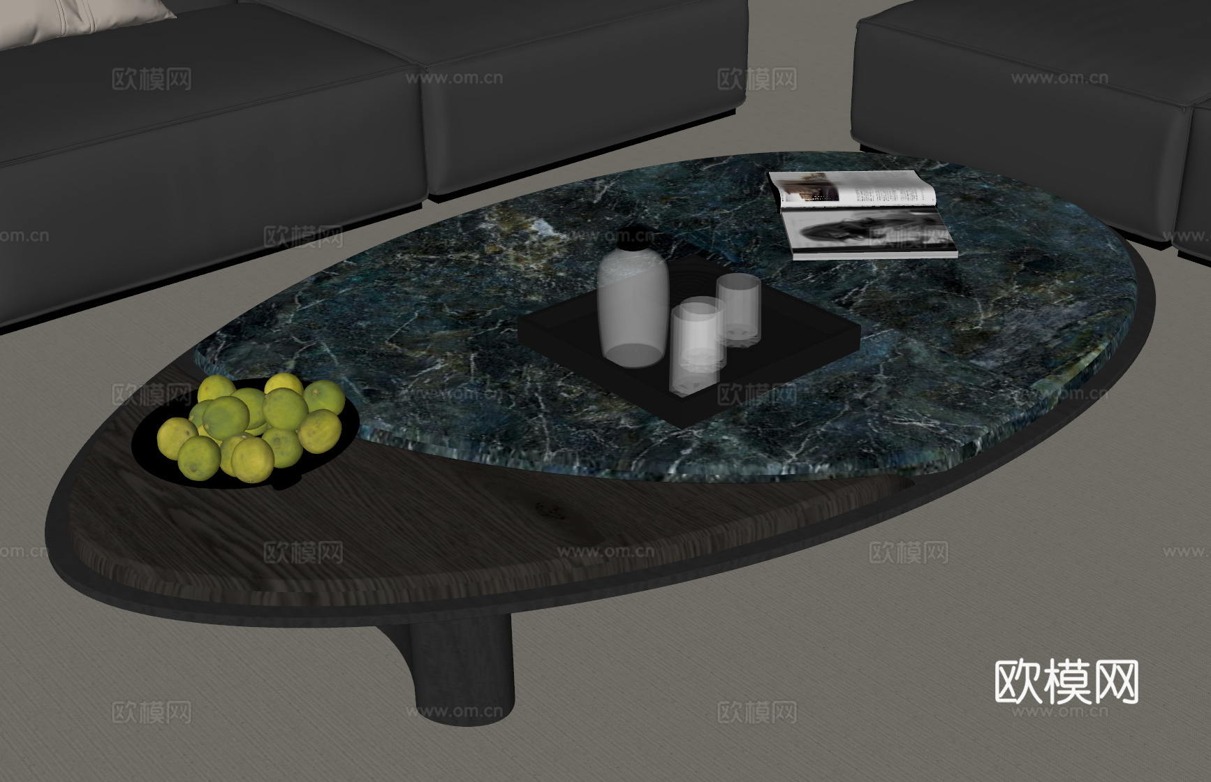 现代意式茶几 金属茶几su模型
