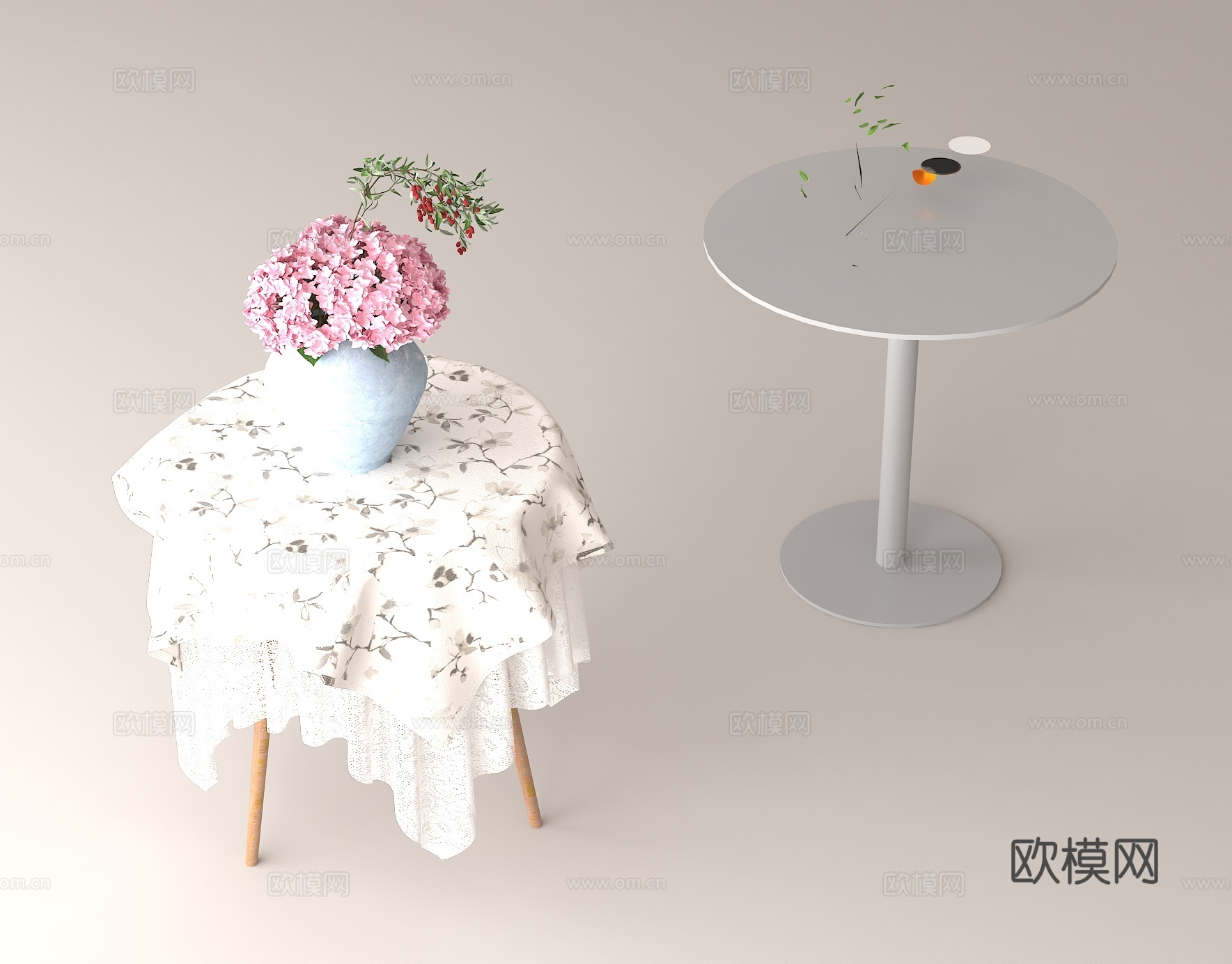 边桌 小圆桌 家居装饰 软装搭配 花艺装饰 简约家具su模型