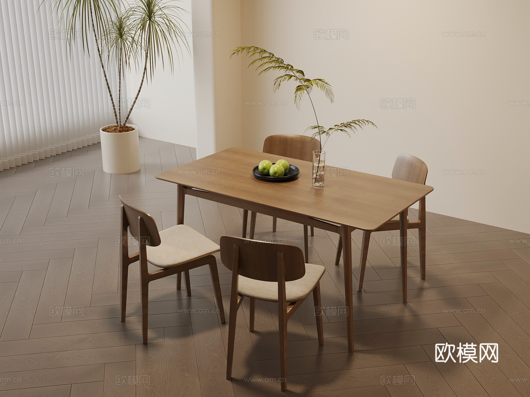 侘寂风餐桌椅su模型