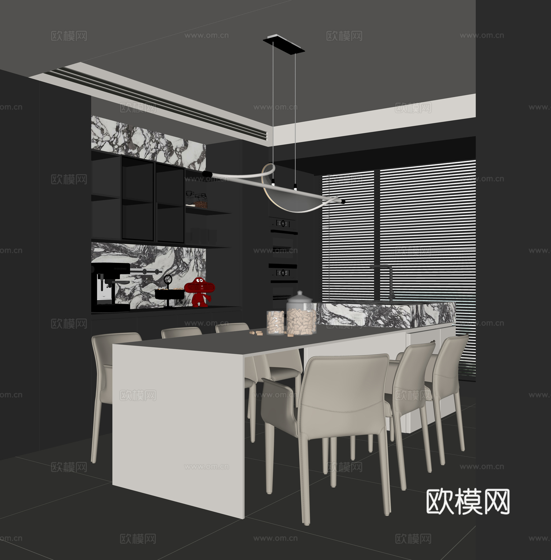 现代家居餐厅su模型