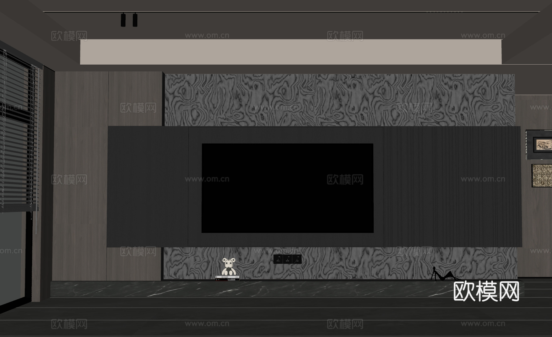 现代意式电视背景墙su模型