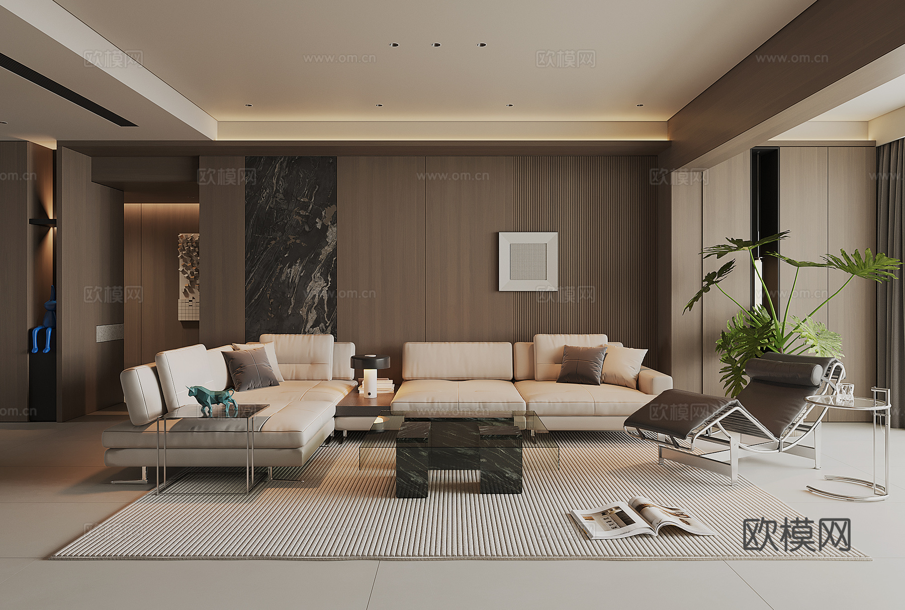 现代家居客厅su模型