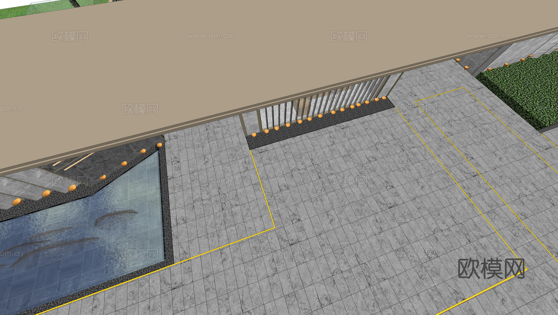 小区住宅大门入口 小区入户门 酒店式门楼 售楼处景观大门 喷su模型