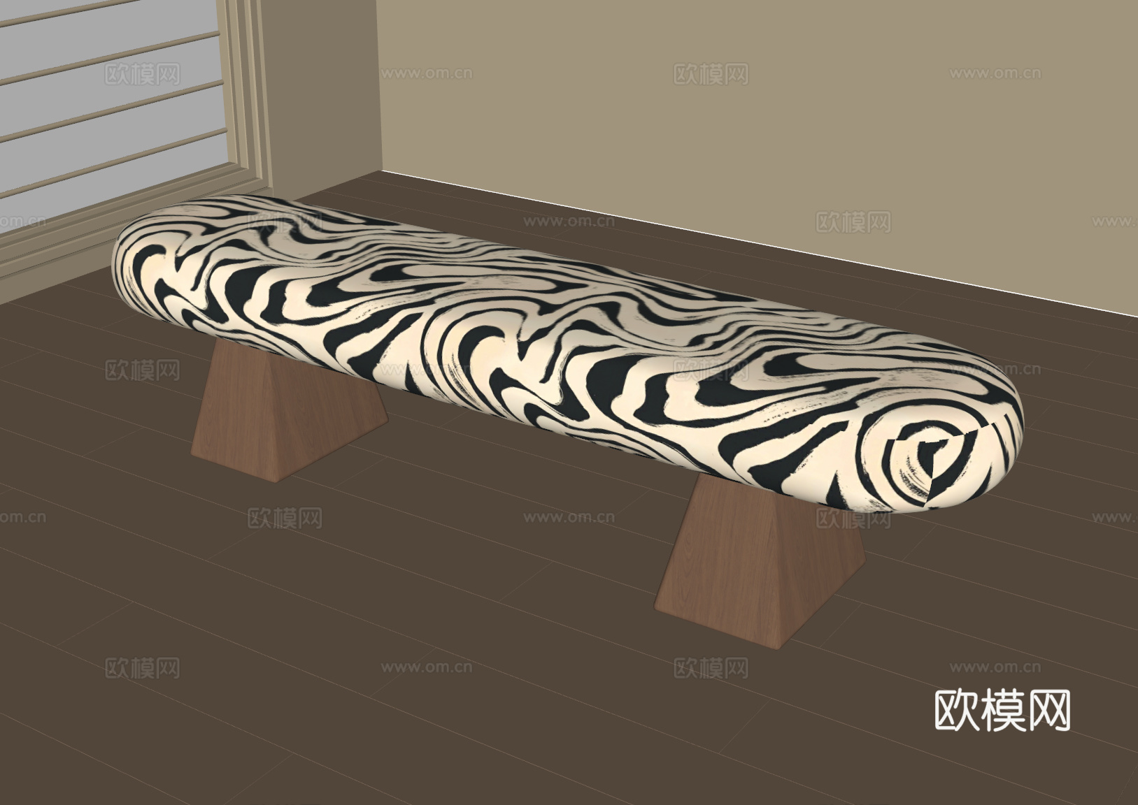 现代中古换鞋凳 长凳su模型